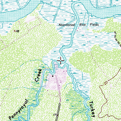 Topographic Map of Pennyroyal Creek, SC