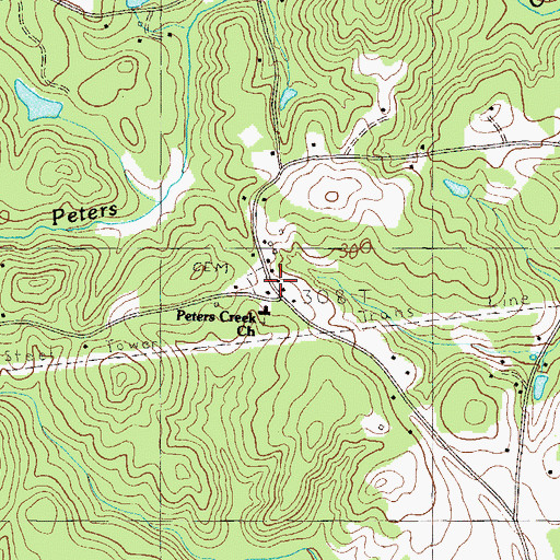Topographic Map of Peters Creek Baptist Church, SC