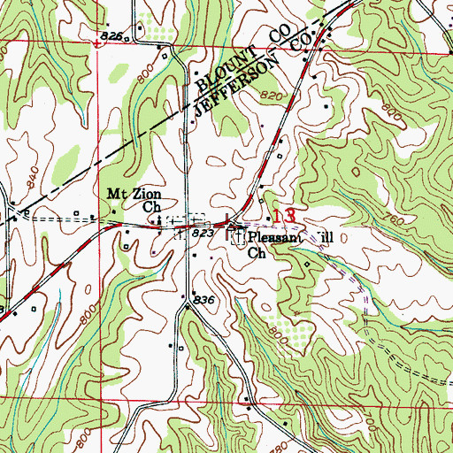 Topographic Map of Pleasant Hill Church, AL