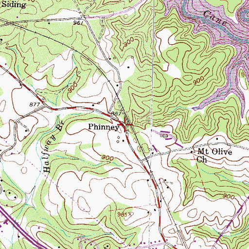 Topographic Map of Phinney, SC