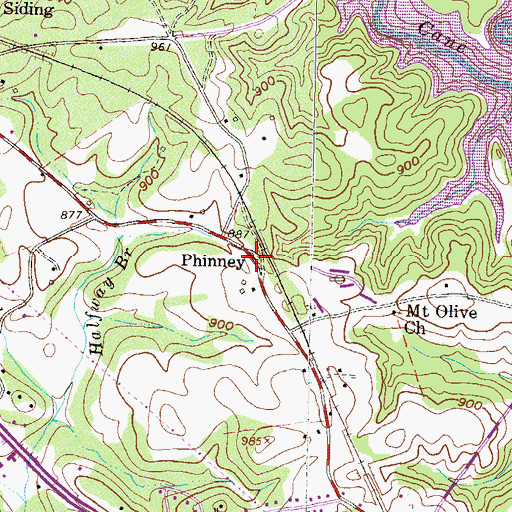 Topographic Map of Phinney, SC