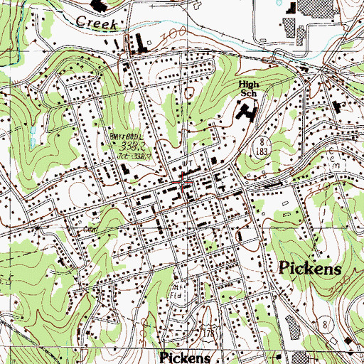 Topographic Map of Pickens, SC