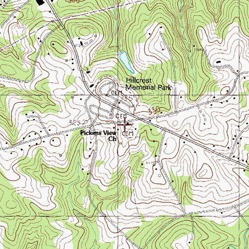 Topographic Map of Pickens View Church, SC