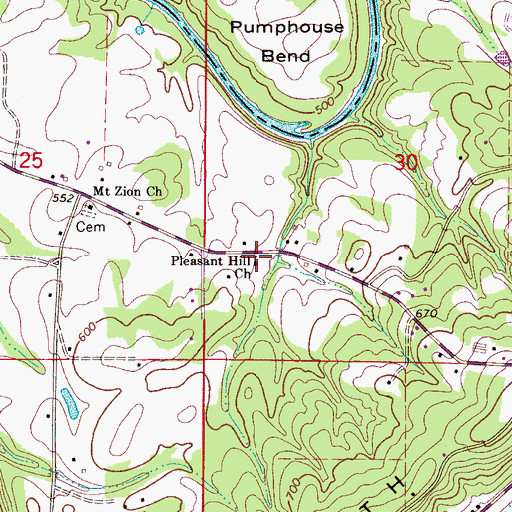 Topographic Map of Pleasant Hill Church, AL