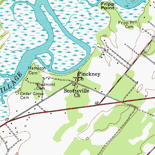 Topographic Map of Pinckney Church, SC