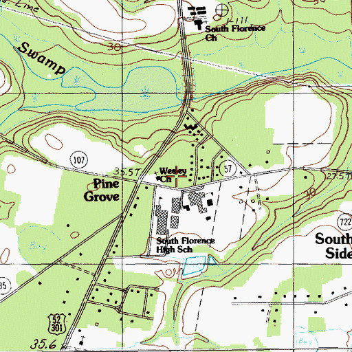 Topographic Map of Wesley United Methodist Church, SC