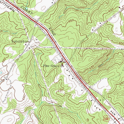 Topographic Map of Pine Grove Church, SC