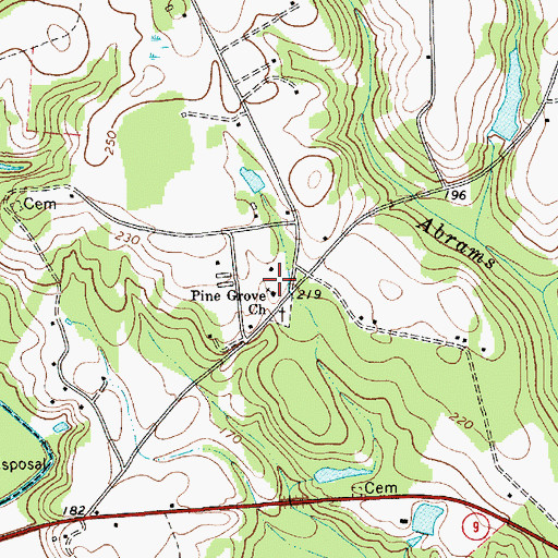 Topographic Map of Pine Grove Baptist Church, SC