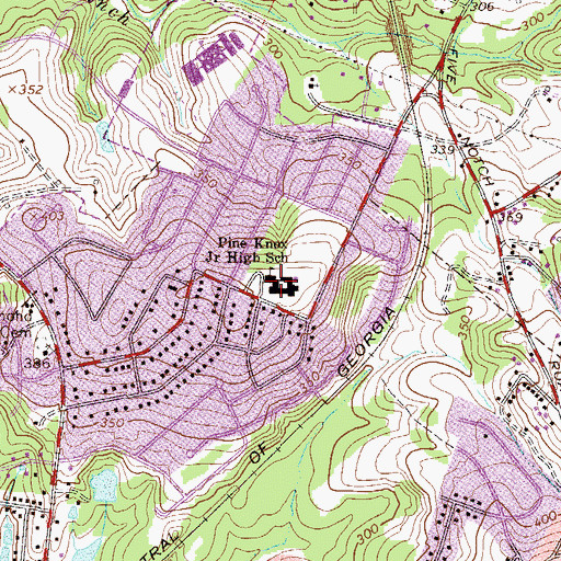 Topographic Map of Pine Knox Junior High School, SC