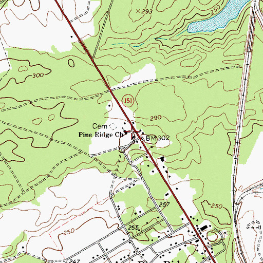 Topographic Map of Pine Ridge Church, SC