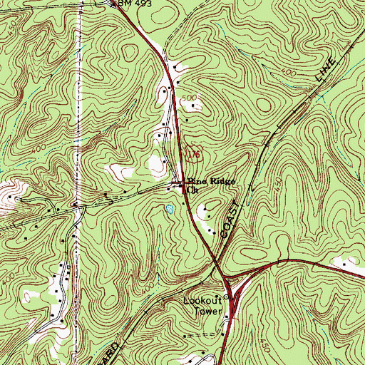 Topographic Map of Pine Ridge Baptist Church, SC