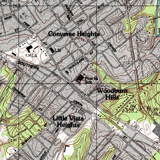 Topographic Map of Pine Street Elementary School, SC