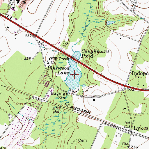 Topographic Map of Pinewood Lake, SC