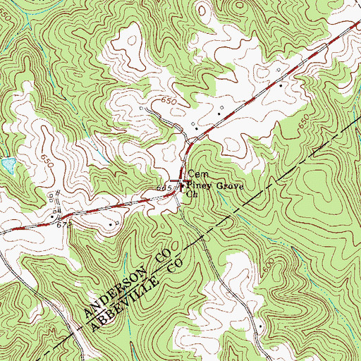 Topographic Map of Piney Grove Church, SC