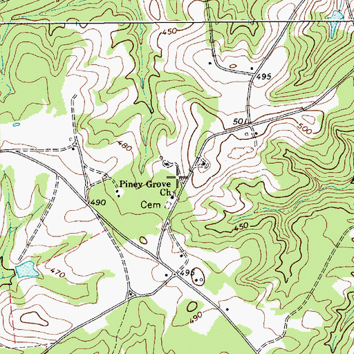 Topographic Map of Piney Grove Baptist Church, SC