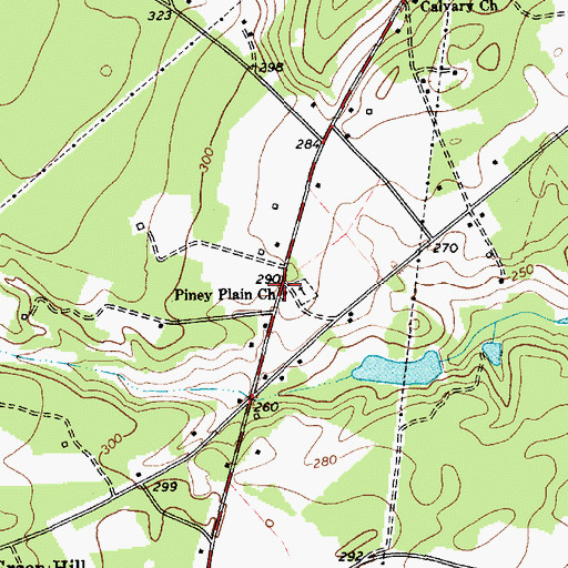 Topographic Map of Piney Plain Church, SC