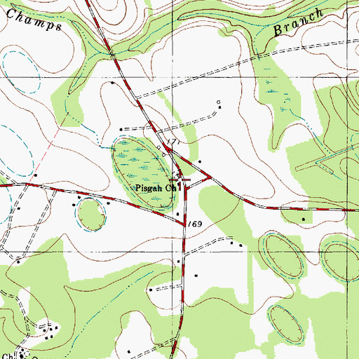 Topographic Map of Pisgah Church, SC