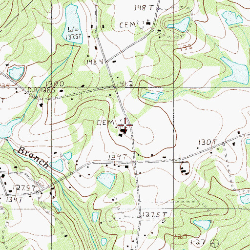 Topographic Map of Pisgah Lutheran Church, SC