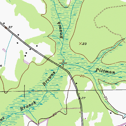 Topographic Map of Pittman Branch, SC