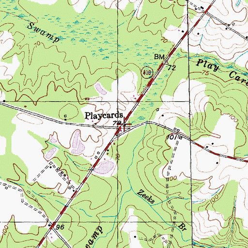 Topographic Map of Playcards, SC