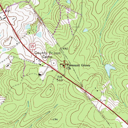 Topographic Map of Pleasant Grove Church, SC