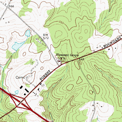Topographic Map of Pleasant Grove Church, SC