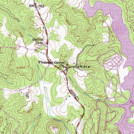 Topographic Map of Pleasant Grove Baptist Church, SC