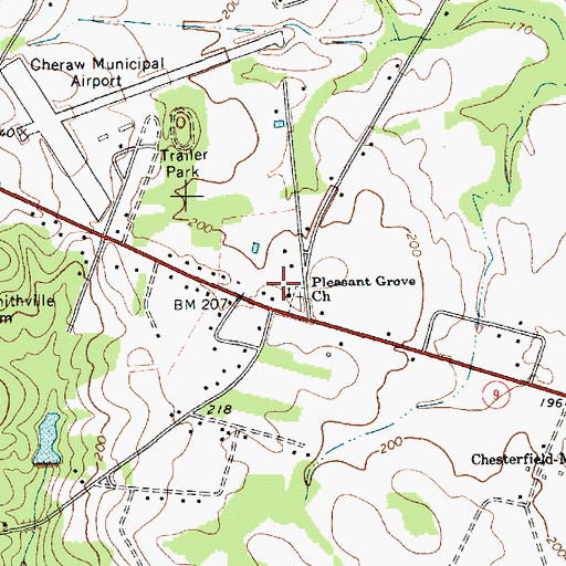 Topographic Map of Pleasant Grove Church, SC