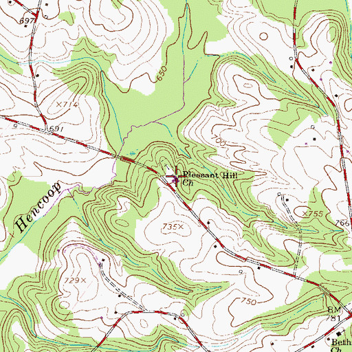Topographic Map of Pleasant Hill Baptist Church, SC