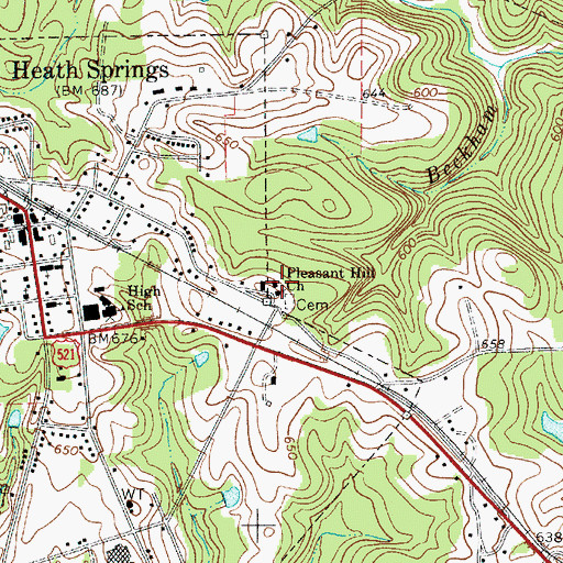 Topographic Map of Pleasant Hill Church, SC