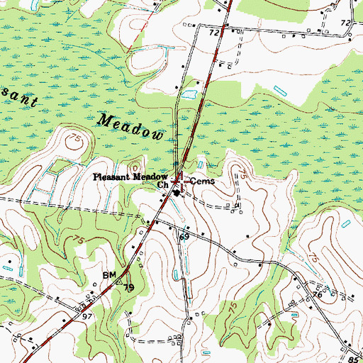 Topographic Map of Pleasant Meadow Church, SC