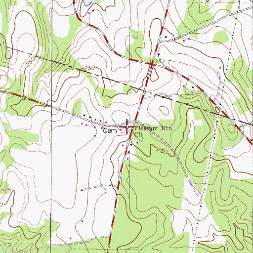 Topographic Map of Pleasant Mountain Church, SC
