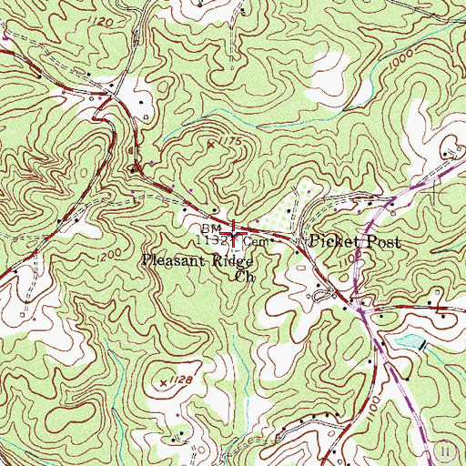 Topographic Map of Pleasant Ridge Baptist Church, SC