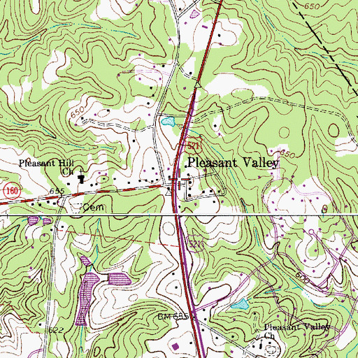Topographic Map of Pleasant Valley, SC