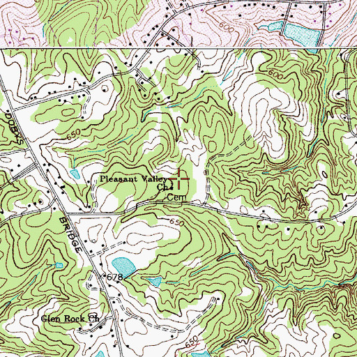 Topographic Map of Pleasant Valley Church, SC