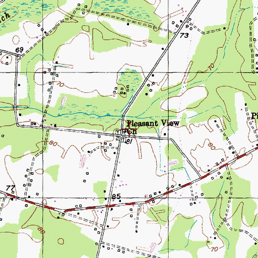 Topographic Map of Pleasant View Church, SC