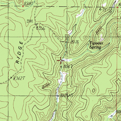 Topographic Map of Tipover Canyon, AZ
