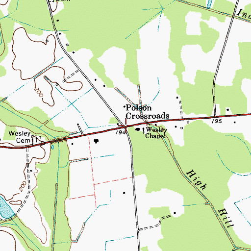 Topographic Map of Polson Crossroads, SC