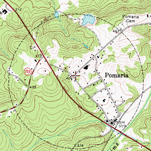 Topographic Map of Pomaria, SC