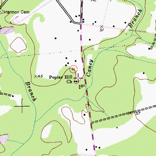 Topographic Map of Poplar Hill Church, SC