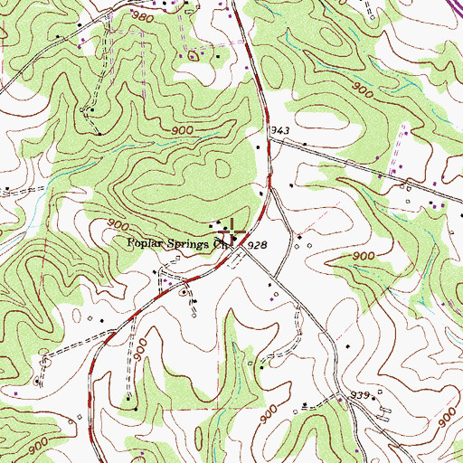 Topographic Map of Poplar Springs Baptist Church, SC