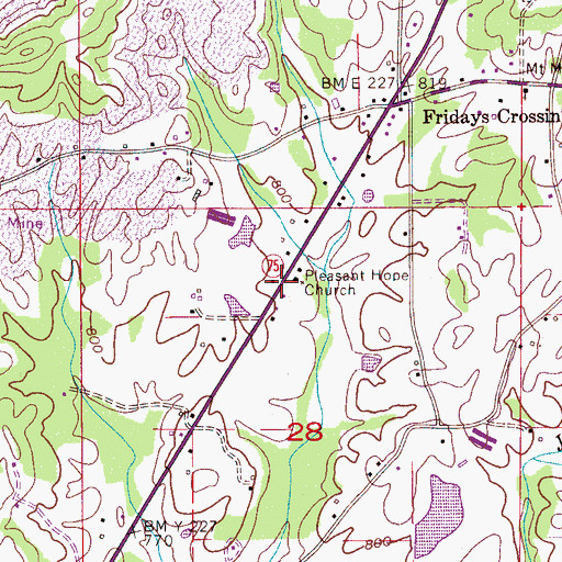 Topographic Map of Pleasant Hope Church, AL