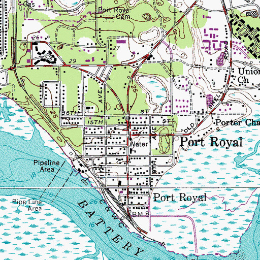 Topographic Map of Port Royal, SC