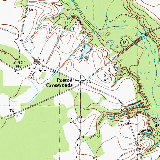 Topographic Map of Poston Crossroads, SC