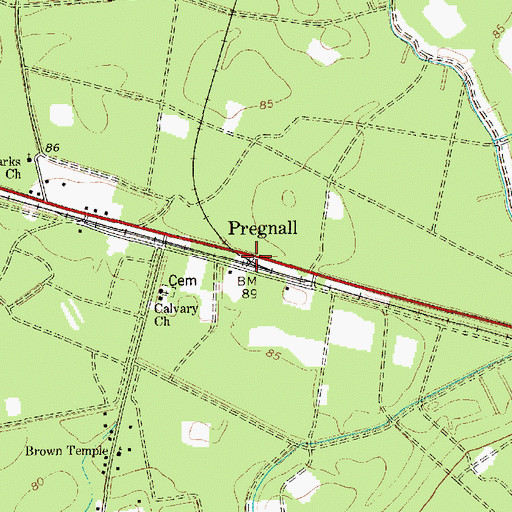 Topographic Map of Pregnall, SC
