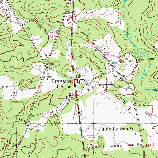 Topographic Map of Prevatts Chapel, SC