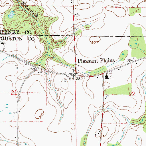 Topographic Map of Pleasant Plains, AL