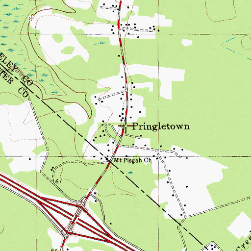 Topographic Map of Pringletown, SC