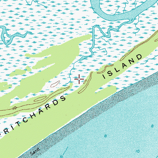 Topographic Map of Pritchards Island, SC