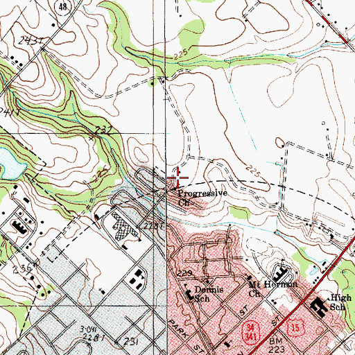 Topographic Map of Progressive Church, SC
